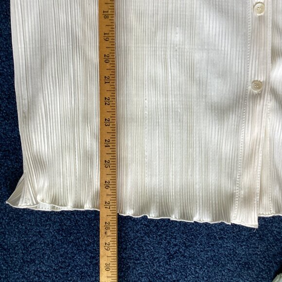 Oversized Plisse Polyester Cream Colored Blouse - Small - Picture 3 of 7